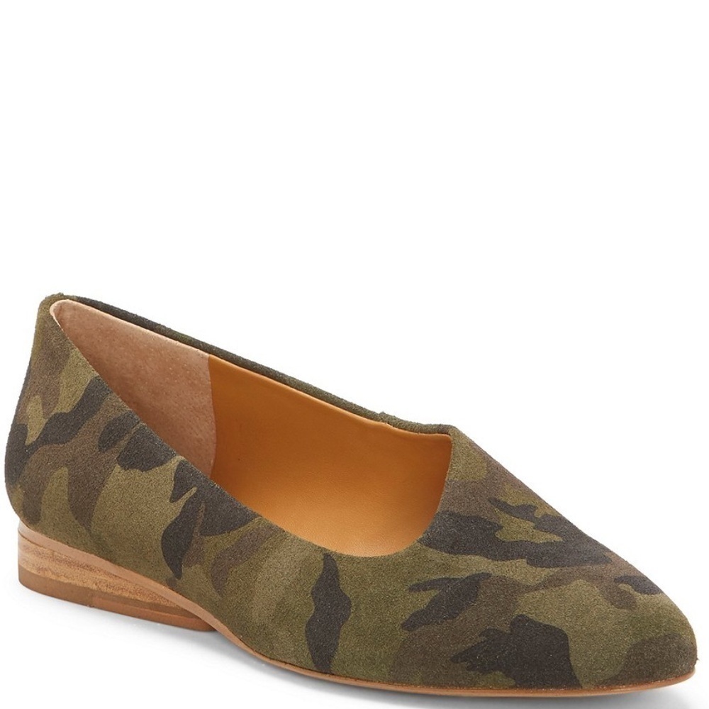 NWOT 1.State Green Camouflage Print Suede Short Wedge Skimmer Flats • Size 7 🗣